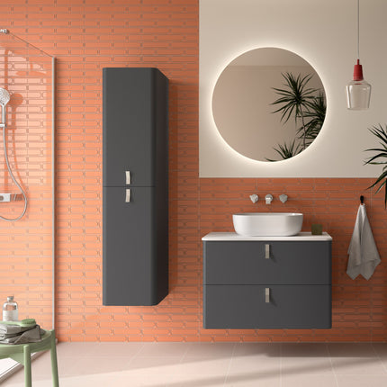 Mueble de baño UNIIQ 2 cajones + Encimera + Tiradores Cromo