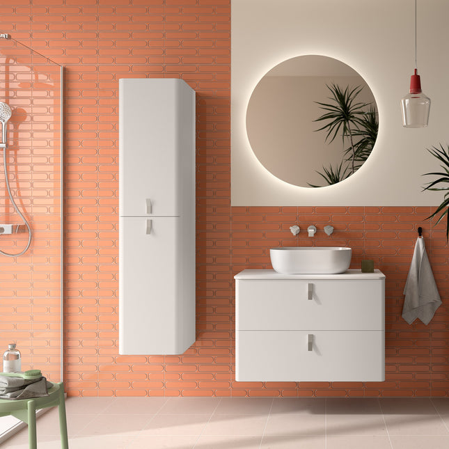 Mueble de baño UNIIQ 2 cajones + Encimera + Tiradores Cromo