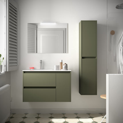 Mueble de baño NOJA 2 cajones y 1 Puerta + Lavabo + Espejo