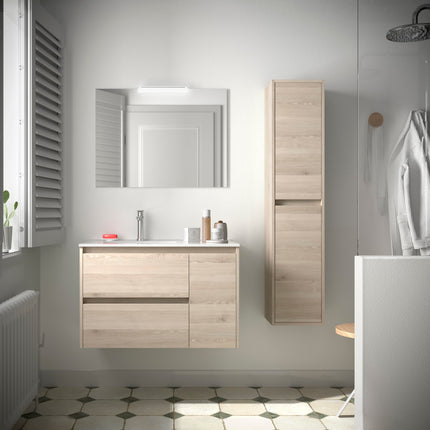 Mueble de baño NOJA 2 cajones y 1 Puerta + Lavabo + Espejo