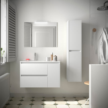 Mueble de baño NOJA 2 cajones y 1 Puerta + Lavabo + Espejo