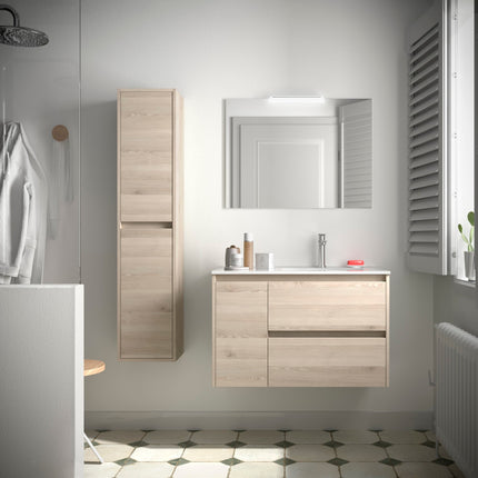 Mueble de baño NOJA 2 cajones y 1 Puerta + Lavabo + Espejo