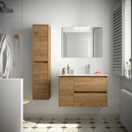 Mueble de baño NOJA 2 cajones y 1 Puerta + Lavabo + Espejo